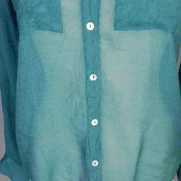 Qsw Quiksilver Collection Gauzey Semi Sheer Convertible Sleeve Beach Shirt Sz S - Picture 3 of 11